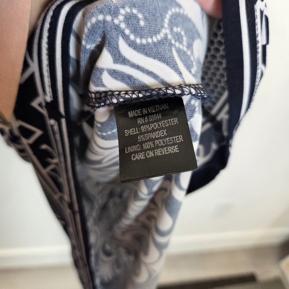 Navy Blue Batik Print Midi Dress Paisley Classic Modest Church School Teacher 6 - Picture 13 of 13